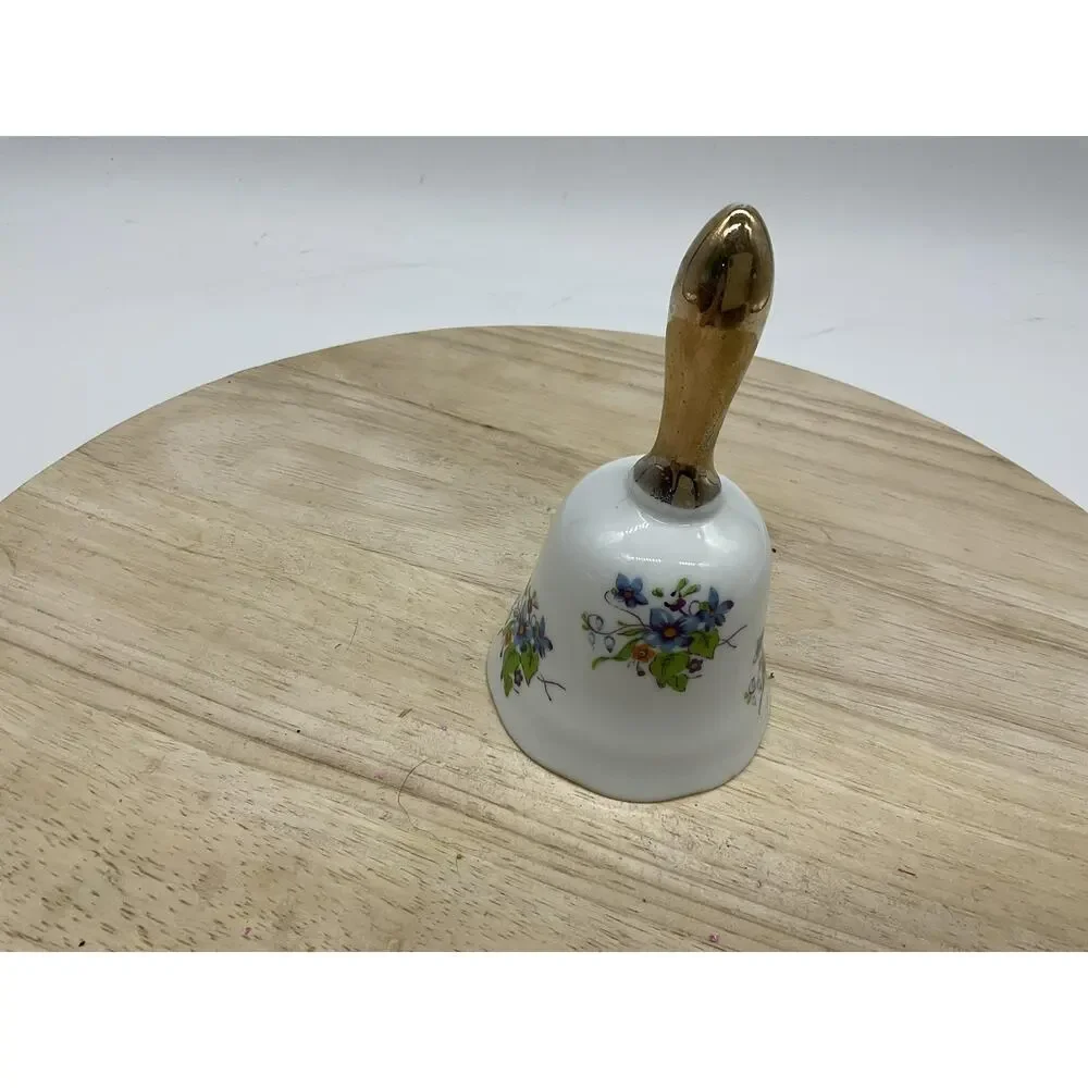 Vintage Norleans White‎ Porcelain Floral Hand Bell Small Japan Collectible